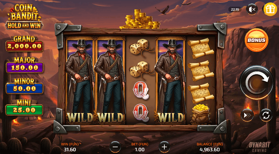 Coin Bandit Booongo Vodds