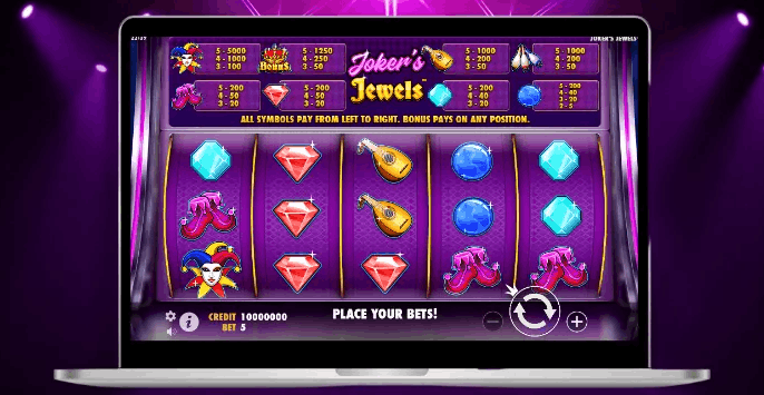 Joker's Jewels gameplay &mdash; parrilla 5x3 con joyas y joker wild