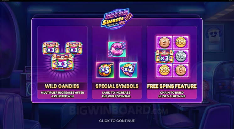 Retro Sweets gameplay &mdash; caramelos retro con free spins multiplicados