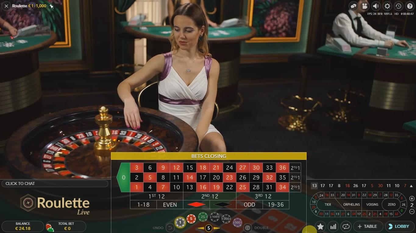 Roulette Live estudio Evolution Gaming Riga con crupier real